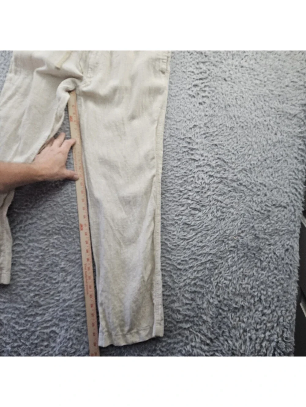 Caribbean 100% Linen Pants Men 36x32 (Fits 34-36x30) Drawstring Beige